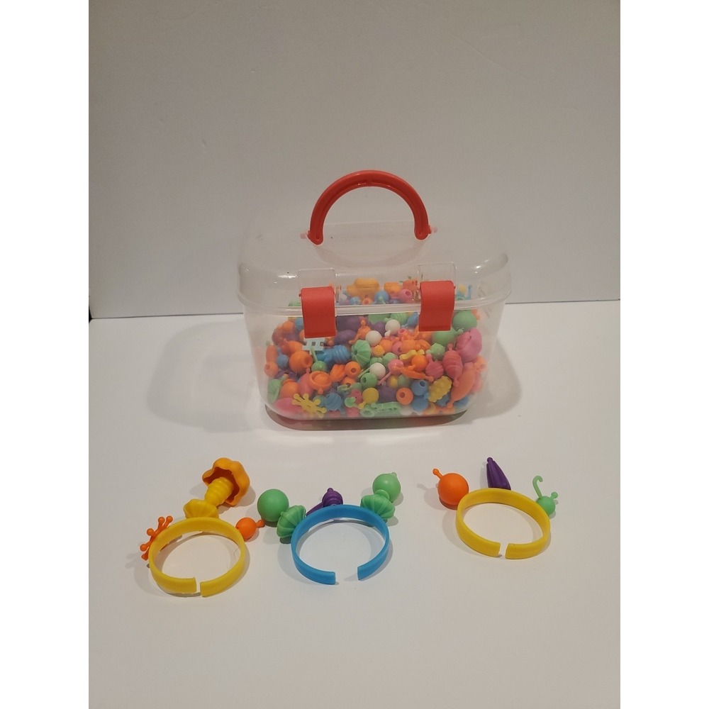 Kids Snap Beads Jewelry Making Kit w/ Case Bracelets Pop Arty Colorful